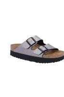 Sliders Arizona | with addition of leather Birkenstock silver