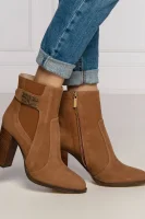 Leather ankle boots Elisabetta Franchi cognac