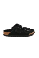 Leather lounge footwear Arizona FUR Birkenstock black