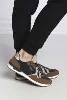 Sneakersy BRITT | z dodatkiem skóry Pepe Jeans London brązowy