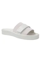 Leather sliders Lacoste white