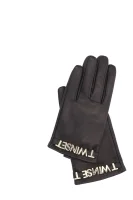 Skórzane rękawiczki TWINSET czarny