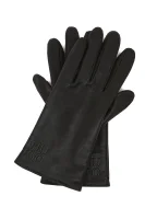 Skórzane rękawiczki HUGO czarny