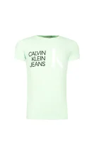 T-shirt | Slim Fit CALVIN KLEIN JEANS miętowy