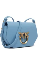 Skórzana torebka na ramię LOVE CLICK EXAGON MINI VITELLO Pinko niebieski