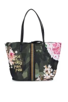 Double sided Shopper bag 2in1 Bols_Capri Militar Flores Desigual khaki