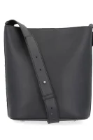 Leather messenger bag BEDFORD MED BUCKET DKNY black