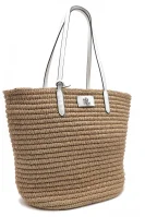 Shopper bag + sachet | with addition of leather LAUREN RALPH LAUREN brown
