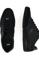 Sneakersy Saturn | z dodatkiem skóry BOSS BLACK granatowy