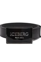 Leather belt Iceberg black