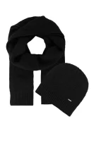 Woolen beanie + woolen scarf Zanta HUGO black