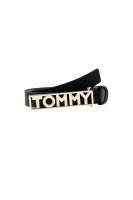 Leather belt PLAQUE Tommy Hilfiger black