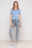 T-shirt SATINETTE | Regular Fit GUESS błękitny