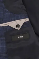 Wełniany garnitur Huge6/Genius5 | Slim Fit BOSS BLACK granatowy