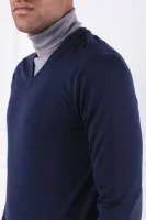 Wełniany sweter merino | Regular Fit Hackett London granatowy