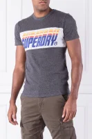 T-shirt TRIPLE DROP POP PANEL | Slim Fit Superdry grafitowy
