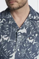 Lniana koszula W-DIFFUSED FOLIAGE | Regular Fit Tommy Hilfiger niebieski