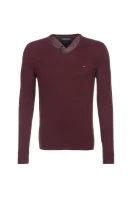 Plaited CTN Silk V-nk Sweater Tommy Hilfiger claret