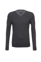 Plaited CTN Silk V-nk Sweater Tommy Hilfiger gray