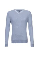 Sweter Plaited CTN Silk V-nk Tommy Hilfiger błękitny