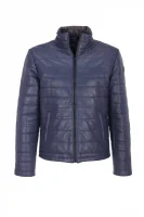 Leather jacket Trussardi navy blue