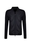 Leather jacket Emporio Armani navy blue