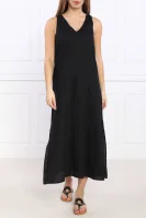 Lniana sukienka DKNY czarny