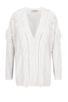 Wool cardigan | Loose fit | with addition of cashmere TWINSET white