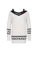 Sweter Stefila z dodatkiem jedwabiu HUGO biały