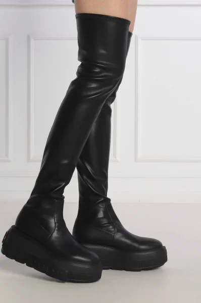 Leather (knee-high) boots Casadei black