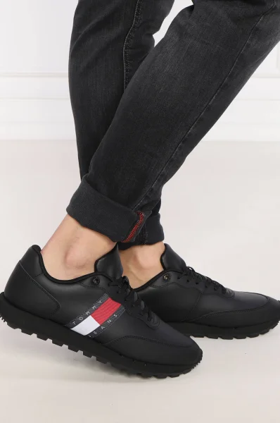 Sneakersy | with addition of leather Tommy Jeans black