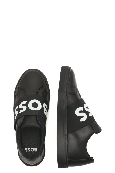шкіряне кросівки BOSS Kidswear чорний
