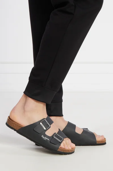 Sliders | with addition of leather Pepe Jeans London black