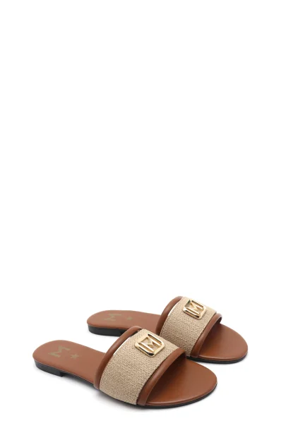 Sliders EUGENIO | with addition of leather Marella brown