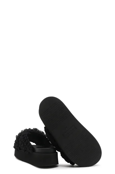 Sliders WOVEN STONES PLATFORM | with addition of leather INUIKII black