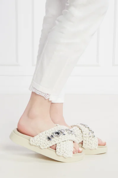 Sliders WOVEN STONES | with addition of leather INUIKII 	off white	