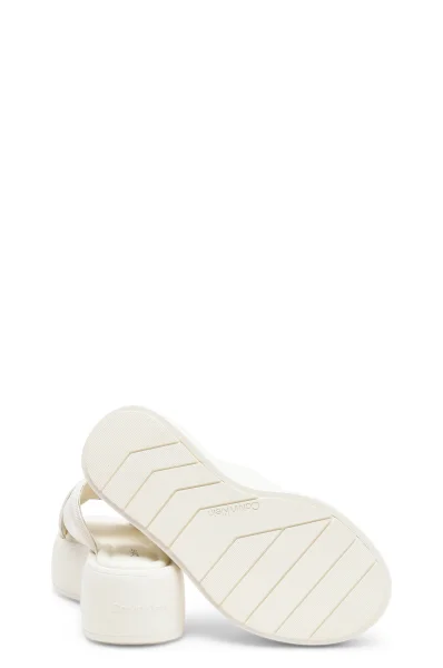 Skórzane klapki BUBBLE SLIDE Calvin Klein biały