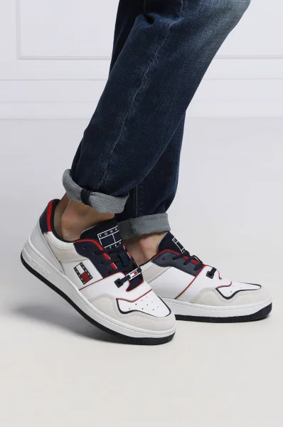 Sneakers deconstructed basket | with addition of leather Tommy Jeans white