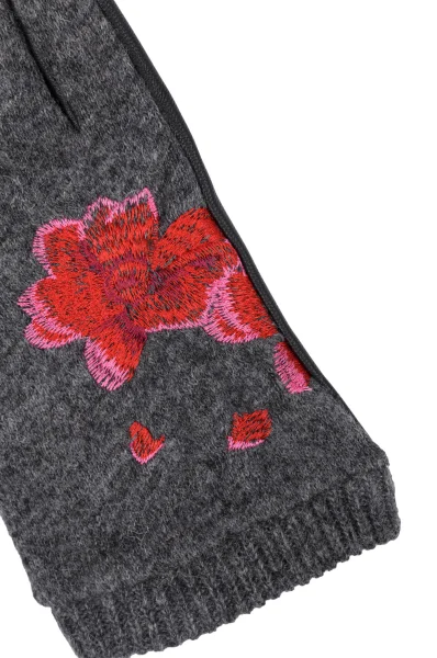Gloves Red Flowers Desigual gray