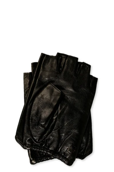 Skórzane rękawiczki Karl Lagerfeld czarny