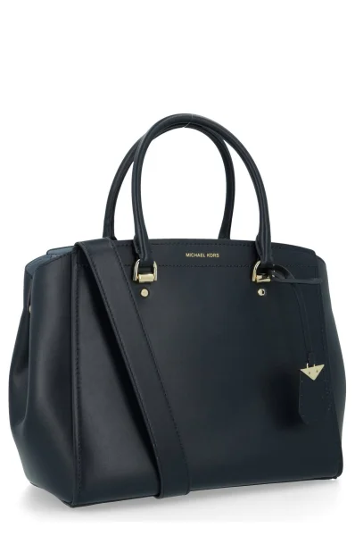 Leather satchel bag Benning Michael Kors navy blue