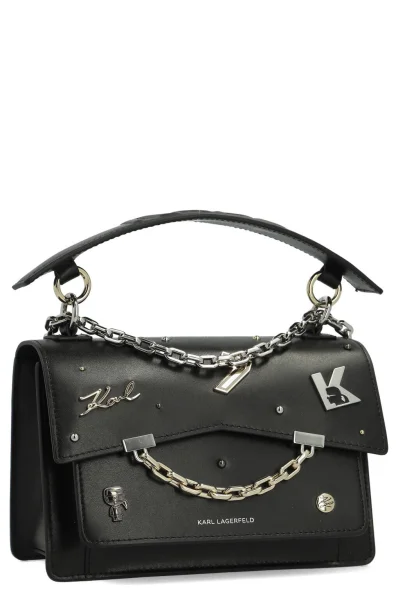 Skórzana torebka na ramię Karl Seven Pins Karl Lagerfeld czarny
