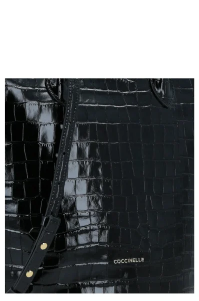 Leather shopper bag Diana Croco Coccinelle black