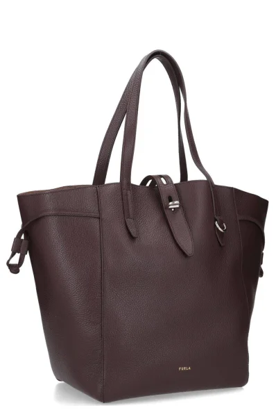 Leather shopper bag NET Furla brown