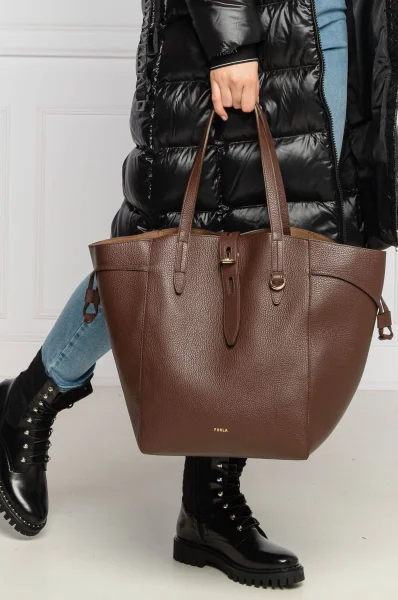 Leather shopper bag NET Furla brown