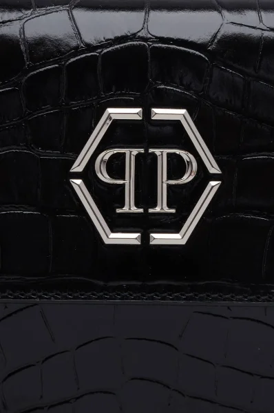 Leather messenger bag Superheroin Philipp Plein black