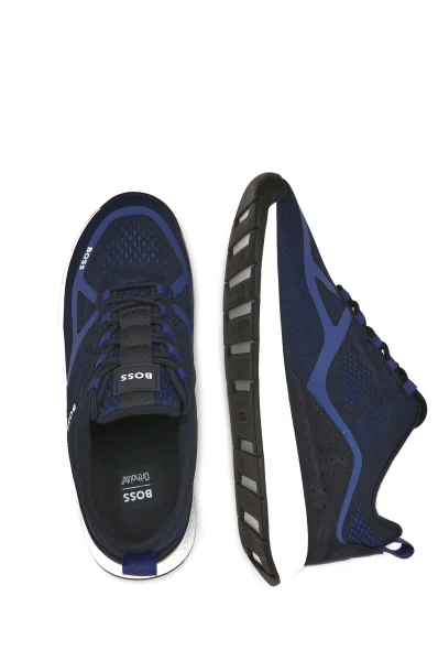 кросівки titanium | з додаванням шкіри BOSS BLACK темно-синій