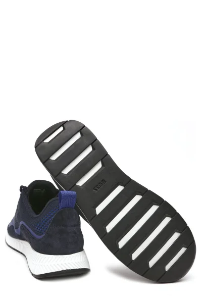 Sneakersy Titanium | z dodatkiem skóry BOSS BLACK granatowy