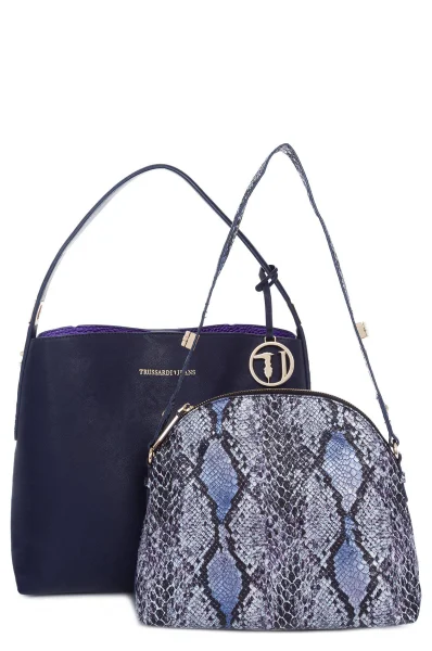 Shopper + Shoulder Bag Trussardi navy blue