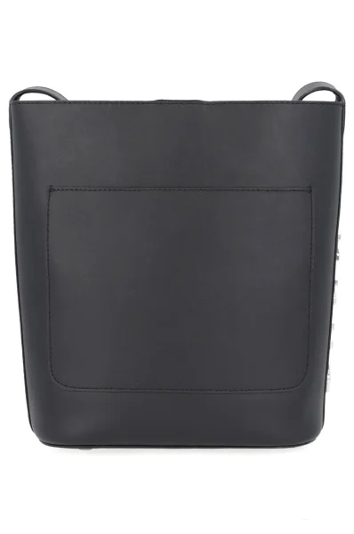 Leather messenger bag BEDFORD MED BUCKET DKNY black